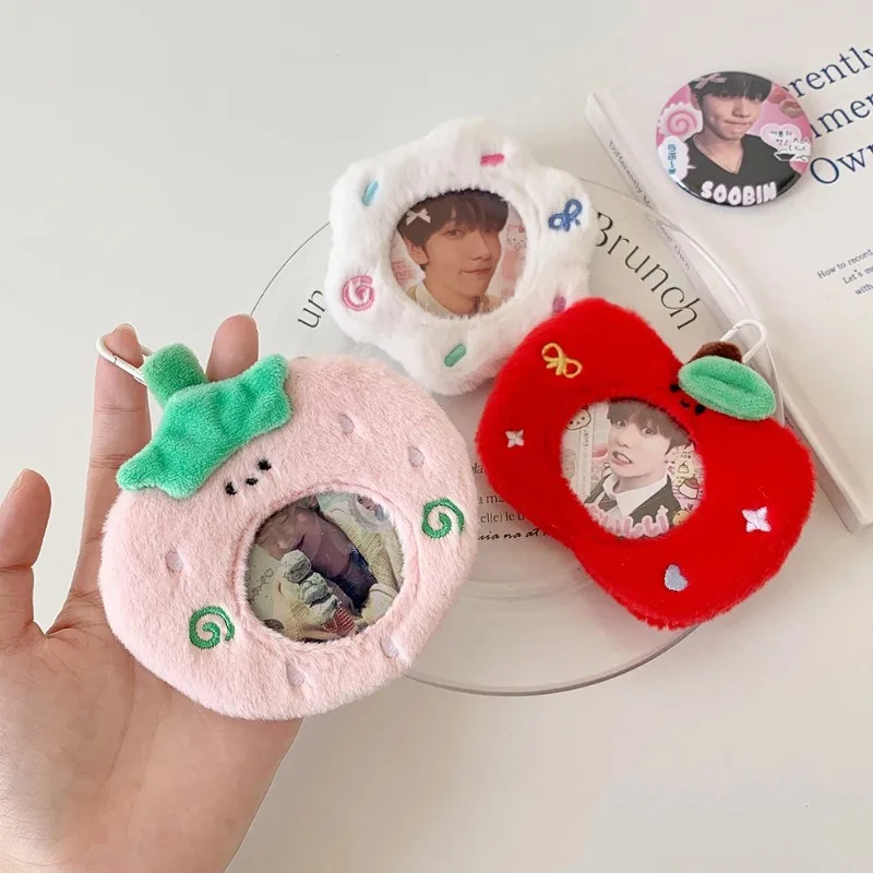 1PC Small Plush Display Bag for 58mm Anime Badges, Portable Protective Hanging Storage Cover