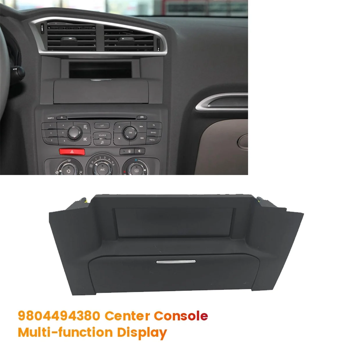 9804494380 Center Console Display Screen for Peugeot 301 2013- Citroen 2012-2016 Car Interior Multi-Function Display