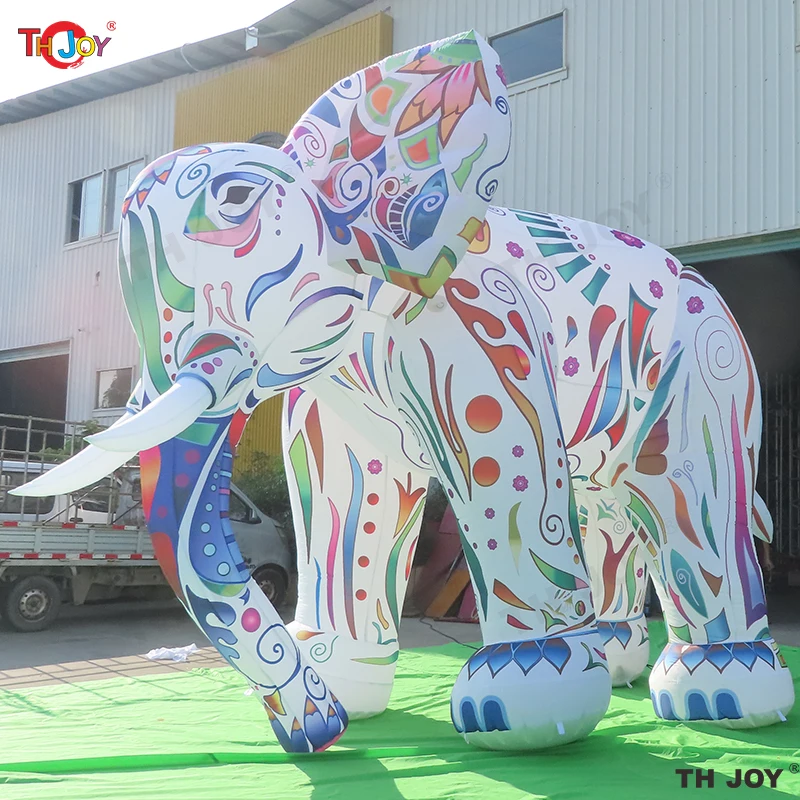 Fast Air Shipping 3m 4m 5m Tall Colourful Customized Large Inflatable Zoo Animals Giant Inflatable Elephant with Led Lights