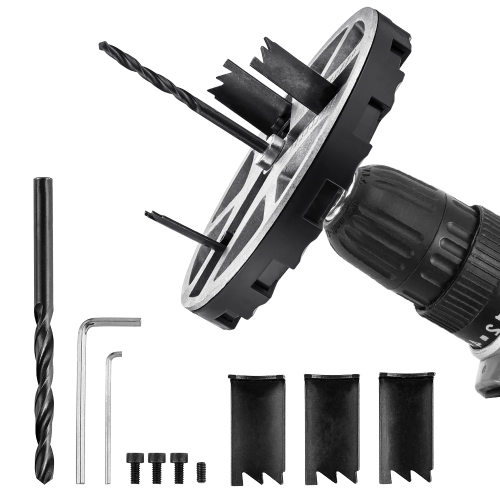 Abridor de agujeros ajustable multifunción, herramienta de 45mm-130mm de diámetro de sierra de agujero ajustable para carpintería