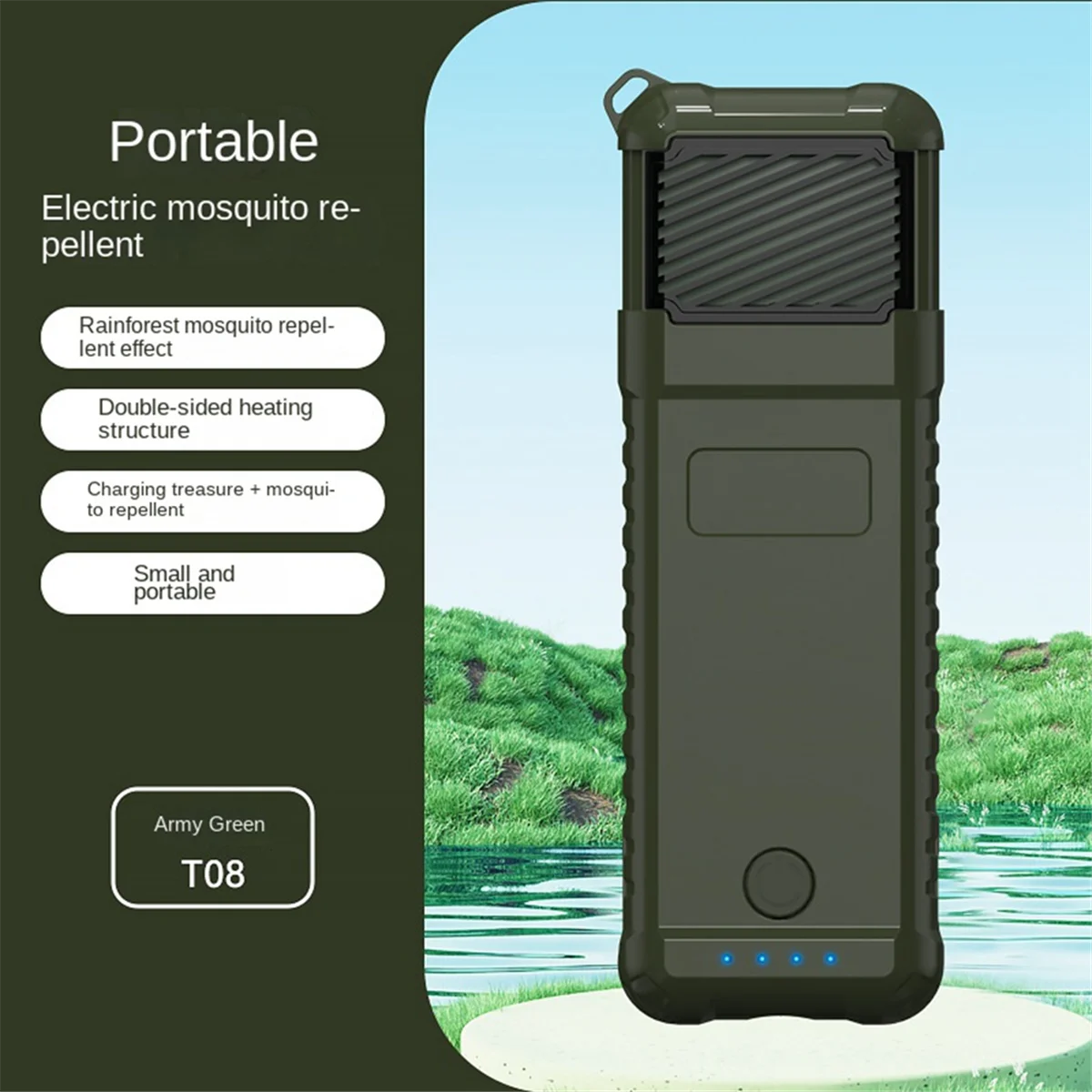 Portátil elétrico Mosquito Repeller, preto, portátil, bateria de lítio, aquecida