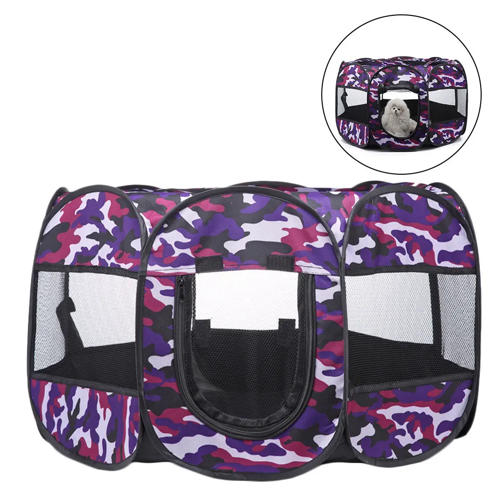 خيمة قابلة للطي للحيوانات الأليفة للاستخدام الخارجي والداخلي، خيمة مثمنة محمولة، هيكل قوي ومستقر، سهلة التنظيف، موفرة للمساحة، أرجواني #5