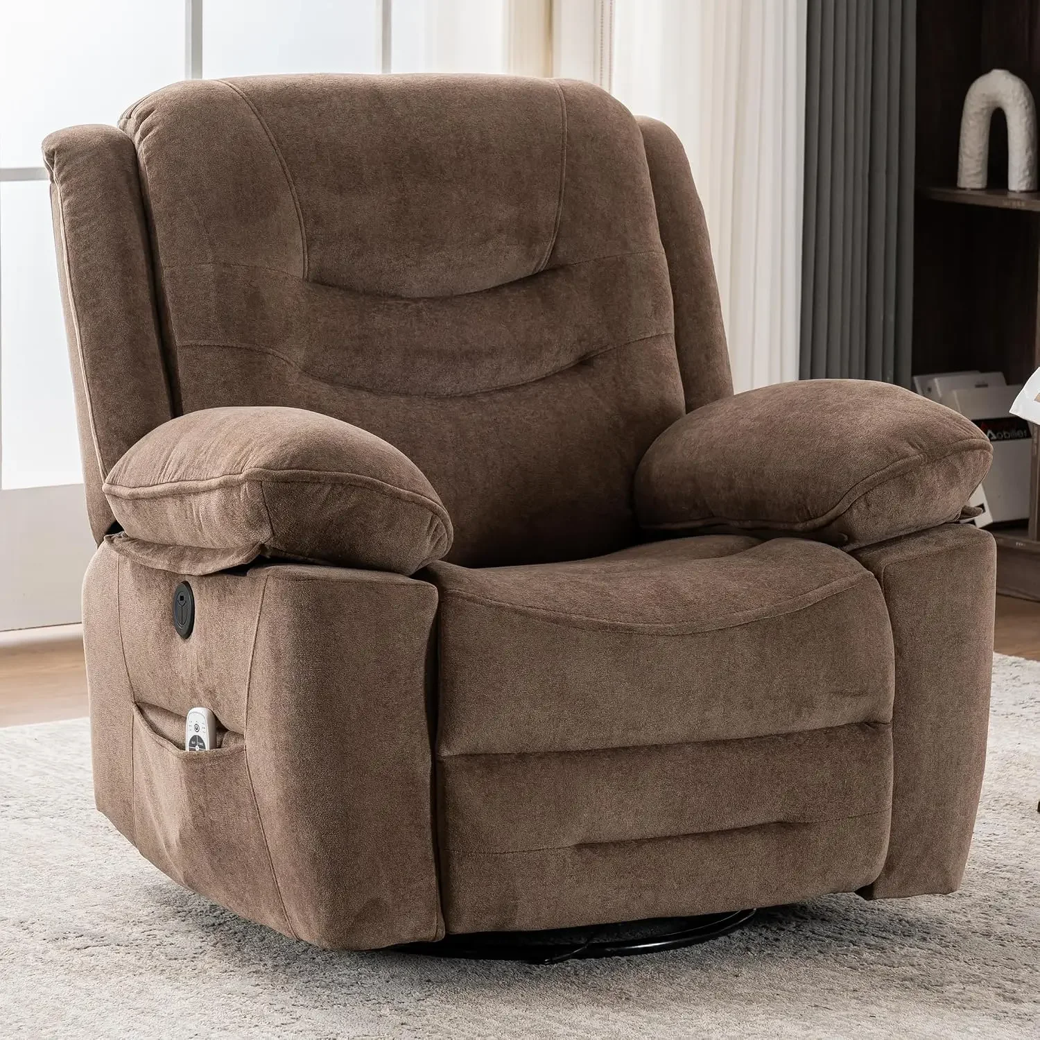 Power Swivel Rocker Recliner with Massage and Heat (Mocha), Customized