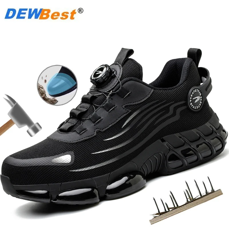 

New lightweight rotating button bottom Kevlar anti stab steel toe cap anti smashing and anti piercing rubber shoes