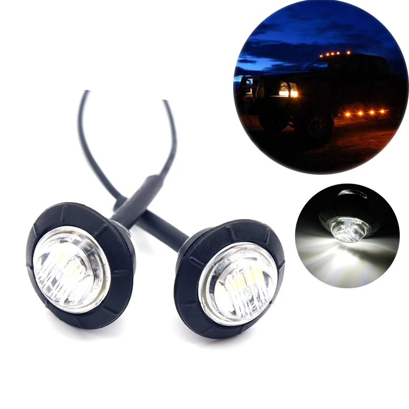 2pcs Waterproof White Side Marker Indicators Light LED 12V Bullet Lamp 3/4