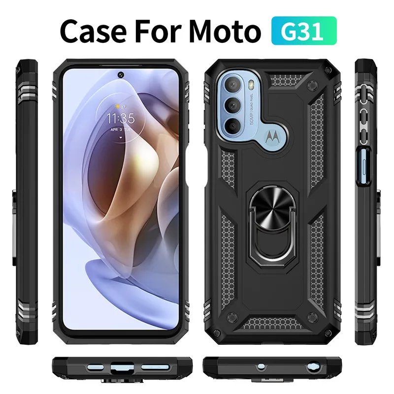 For Motorola Moto G31 4G Case Car Holder Magnetic Armor Shockproof Bumper Case Cover For Moto G 31 MotoG31 4G Phone Cases