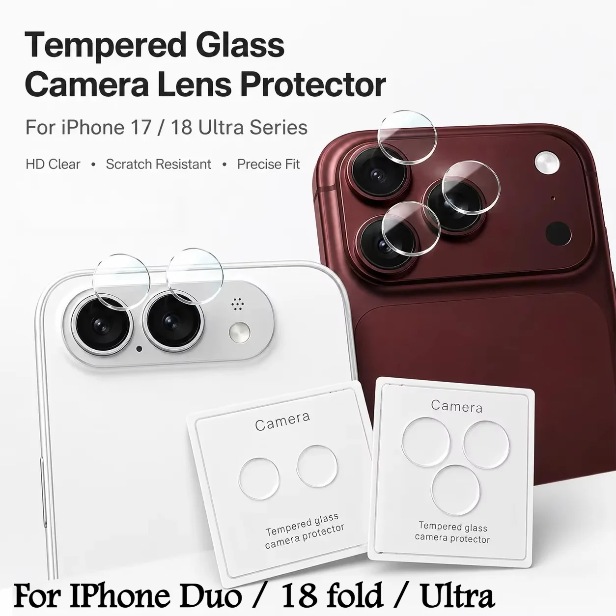 1-3PCS Camera Lens HD 9H Tempered Glass Protector for IPhone Duo Ultra Fold 16 17 18 Pro Max Rear Lens Screen Film Cover Sticker