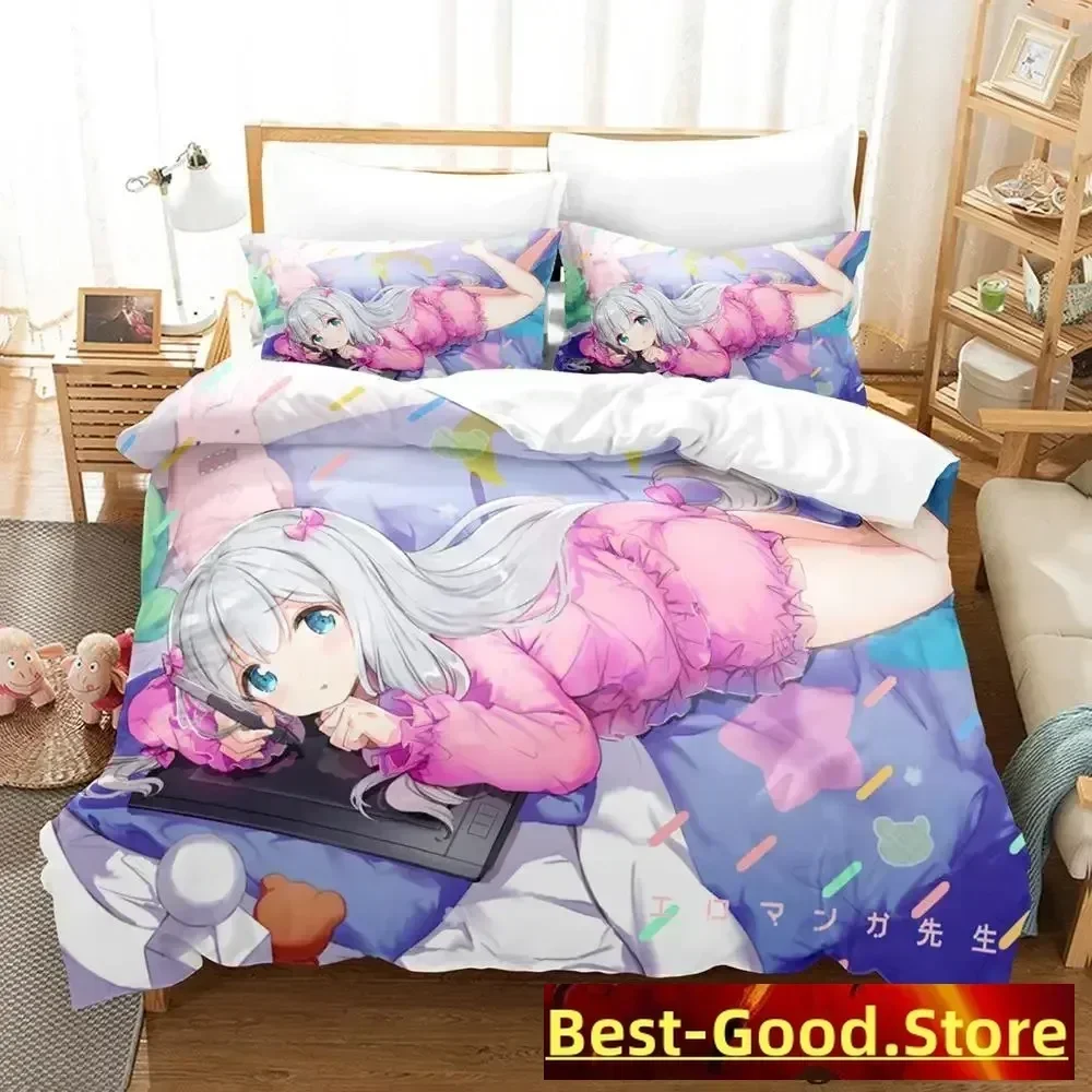 

New Sagiri Izumi Bedding Set Cartoon Anime three-piece set Adult Kid Bedroom Duvetcover Sets 3D Kawaii Girls