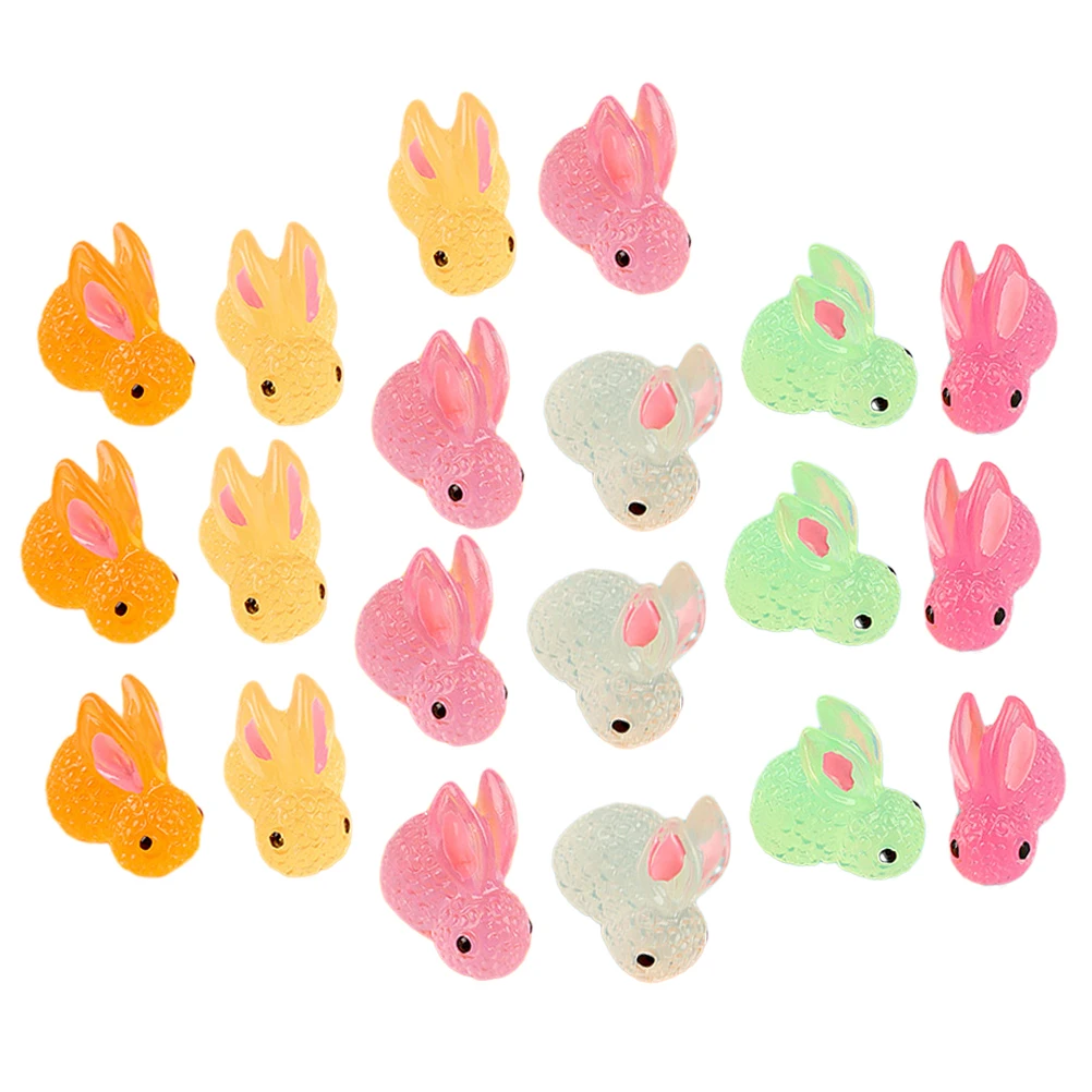 

20 Pcs Glow-in-the- Mini Resin Bunny Miniature Figurine Statue Figure Garden Small Decoration