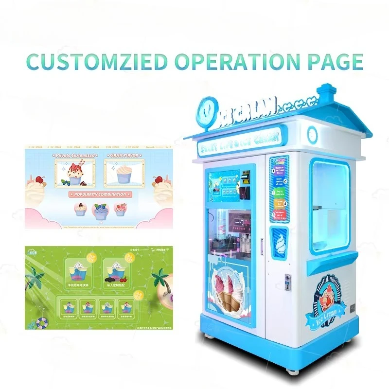 Soft Serve Ice Cream Vending Machine Transparent Anti-fog Display Window Factory Wholesale Tourist Attraction Frozen Machine