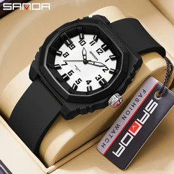 Sanda-Montres électroniques pour enfants, Relogio Mascul37, Lettres simples, Résine, Étanche, Montres-bracelets à quartz, Horloge pour homme, Mode, Nouveau