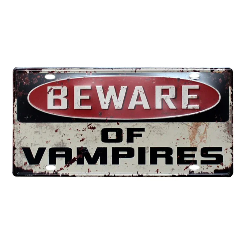 Car License Plate Signs Shabby Vintage Warning Metal Tin Sign Bar Cafe Garage Decorative Plaques Art Crafts Iron Painting Decor