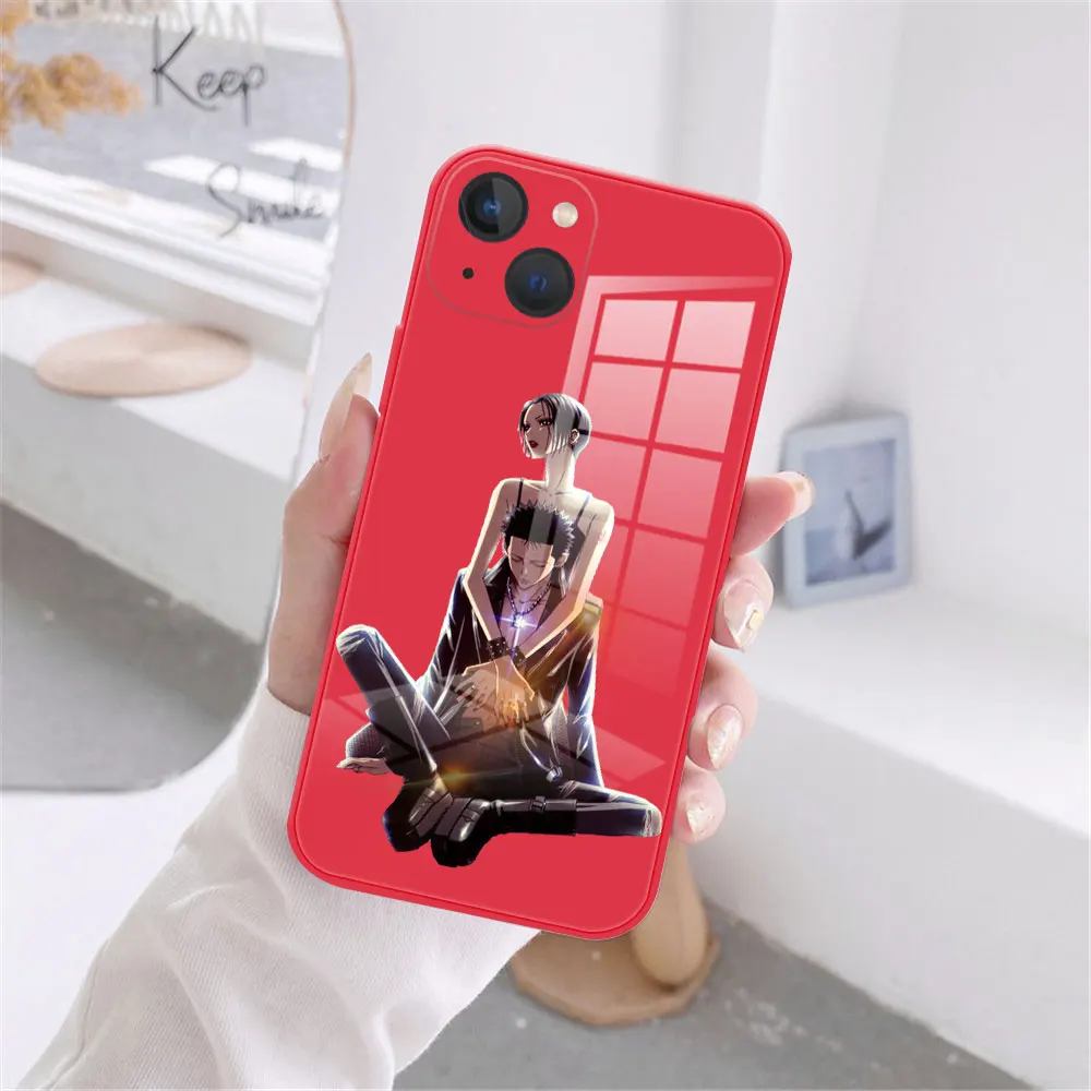 Cute Japanese anime NaNa osaki Phone Case For iPhone 11 12 13 14 15Pro Max 12 13 Mini Luxury Red Tempered Glass reflective case