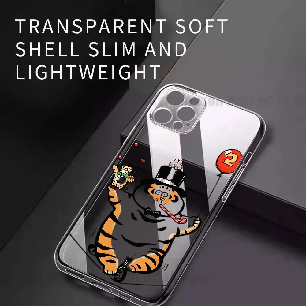 

Kawaii Happy Tiger Phone Case For iPhone 17 16 15 14 13 12 11 Pro Max Mini Plus Antislip Shockproof Hard