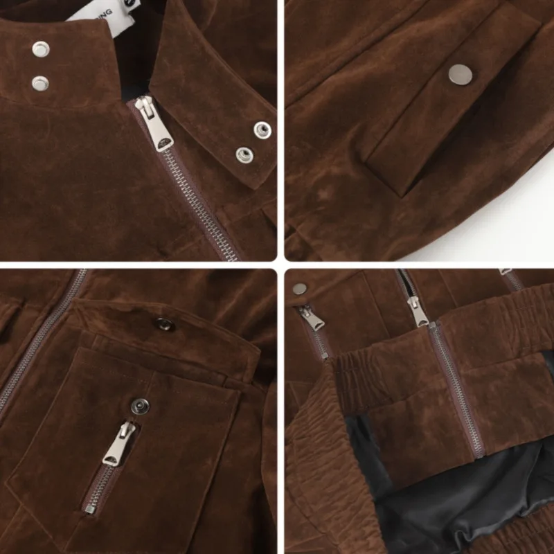 MWJLPWQ ملابس العمل على طراز الشارع الأمريكي سترة بياقة واقفة للرجال معطف جديد للخريف عالي الجودة غير رسمي وسيم 21169 #6