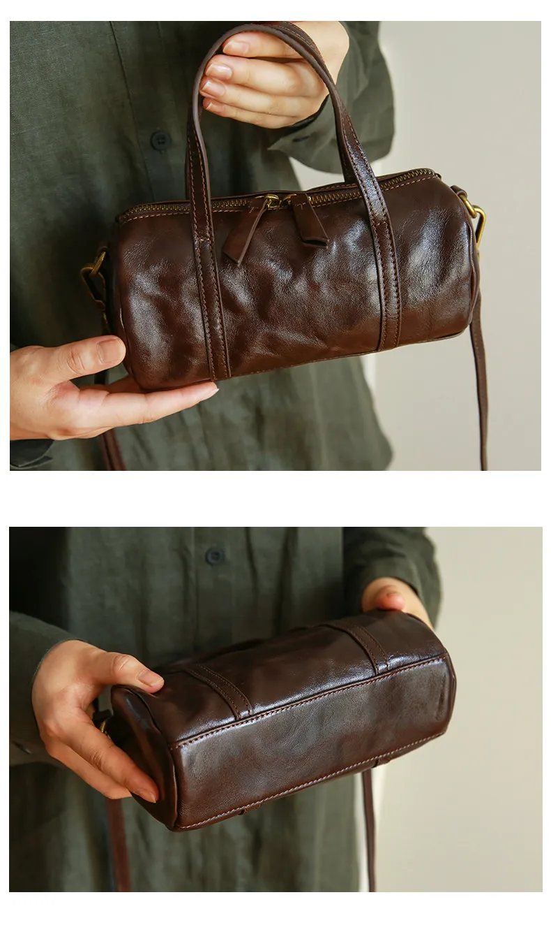PNDME modische, lässige, handgefertigte Damenhandtasche aus erster Schicht Leder, schlichte, Vintage-Optik, echtes Leder, niedliche Mini-Umhängetasche für Damen – Detail 11