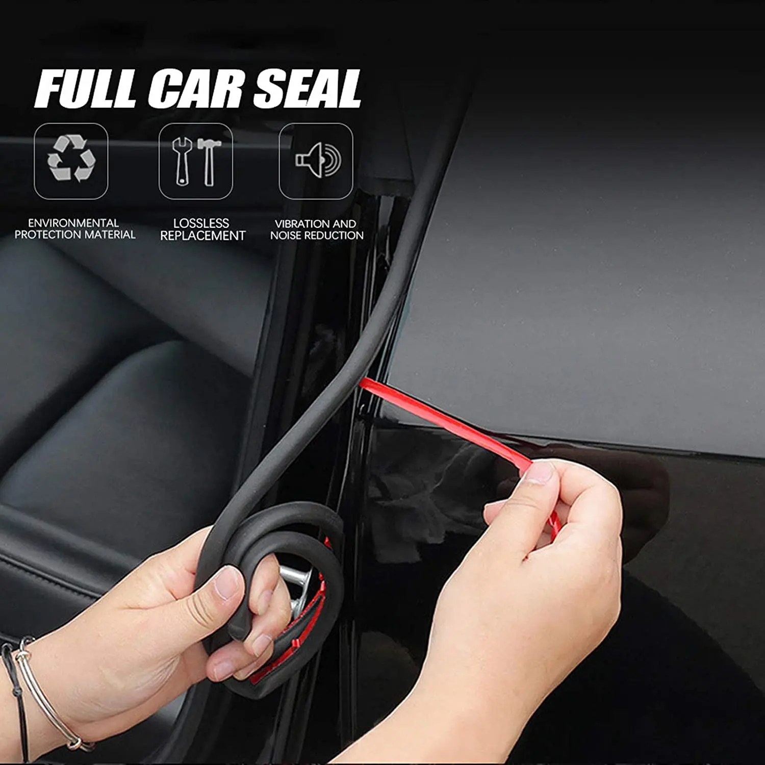 Rubber Weather Draft Seal Strip, Car Door Sealing Strips Kit, Waterproof Windproof Noise Insulation Fit for Model 3 2019-2021