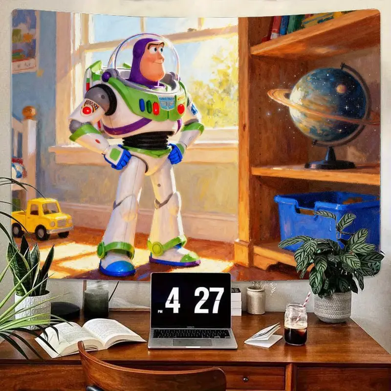 

1PC Buzz Lightyear Tapestry, Toy Story Movie Theme Wall Art, Polyester Kids Bedroom Living Room Decor, Space Adventure Fan Gift