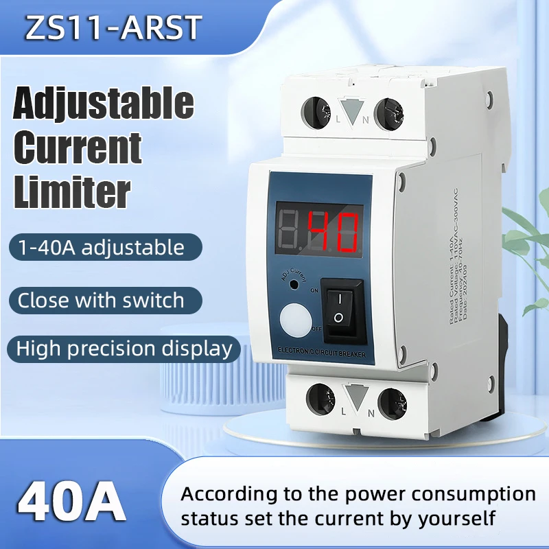 Adjustable Current Limiter 40A with LED Display & High Precisions Control Current Limiting Switches for Circuit Protections