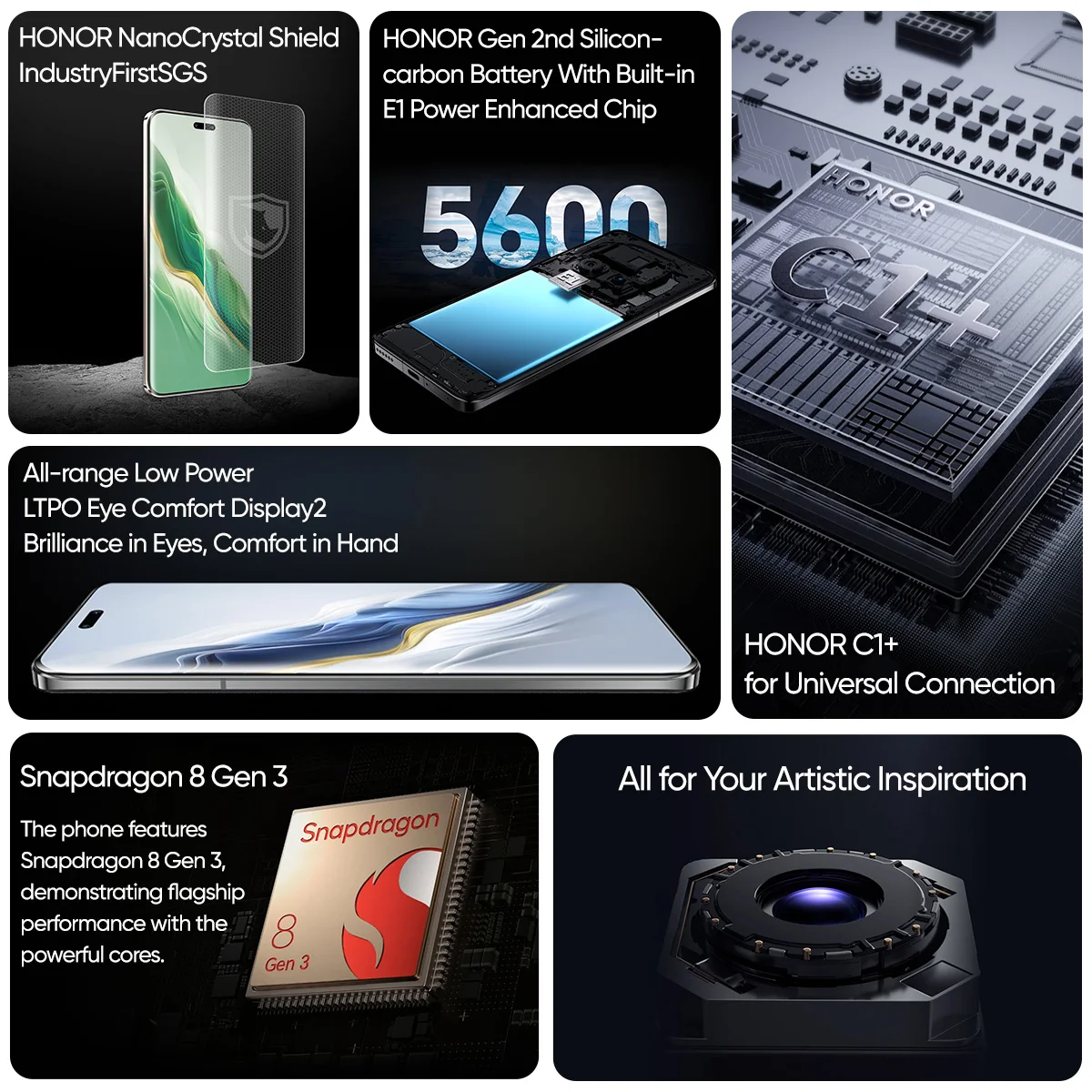 HONOR Magic6 Pro Global Version 5G Smartphone Snapdragon 8 Gen 3 6.8'' Floating Screen 180MP Periscope Telephoto Camera