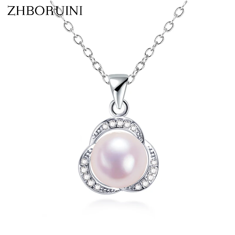 

ZHBORUIN 2024 Fine Flower Pearl Pendant 925 Silver And 18K Gold Plating Jewelry 100% Real Natural Pearl Choker Necklace Gift