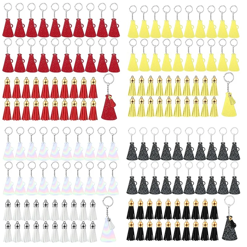 40 Pcs Acrylic Cheer Megaphone Keychains With Tassel Cheerleading Team Gift Grad(Glitter)