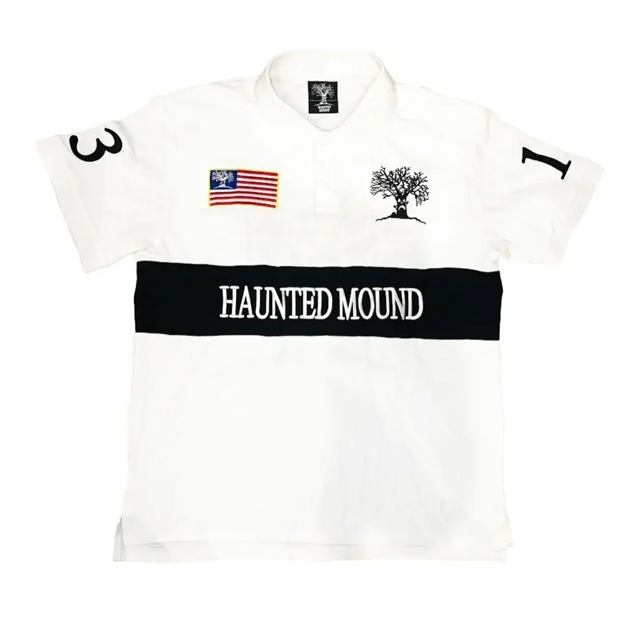 

Haunted Mound Embroidered Red Polo Shirt Y2K Tshirt HipHop Retro Pumpkin Head Letter Embroidered Oversized Short Sleeve Top
