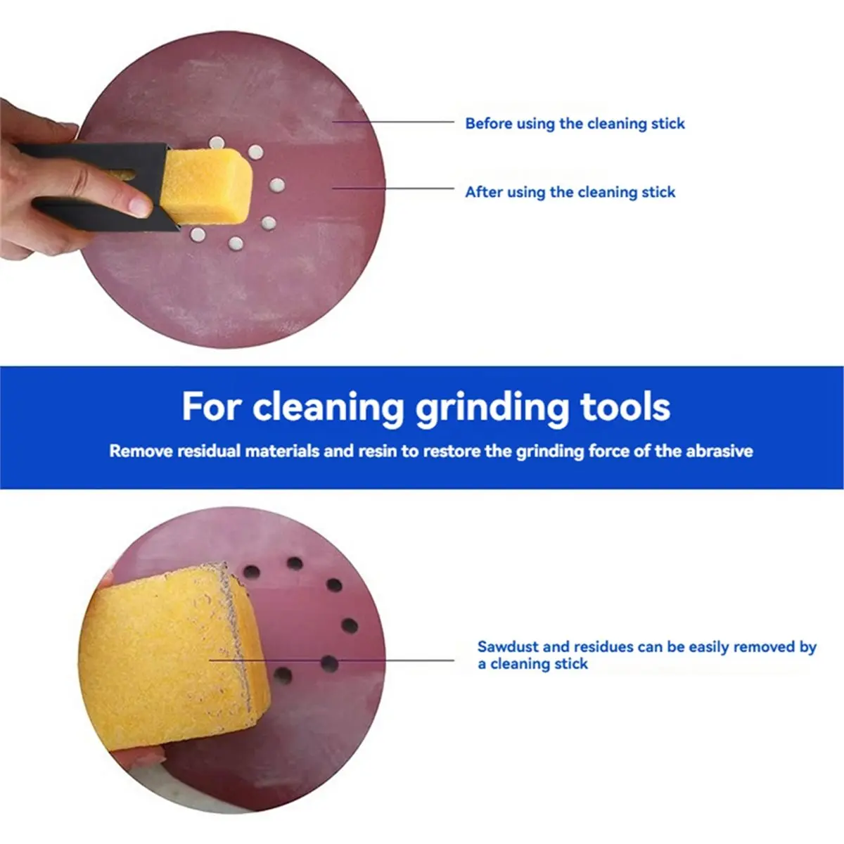 DT38 Woodworking Sanding Belt Cleaner Set Abrasive Cleaning Eraser Stick for Sanding Belts & Discs Sandpaper Rough Tape