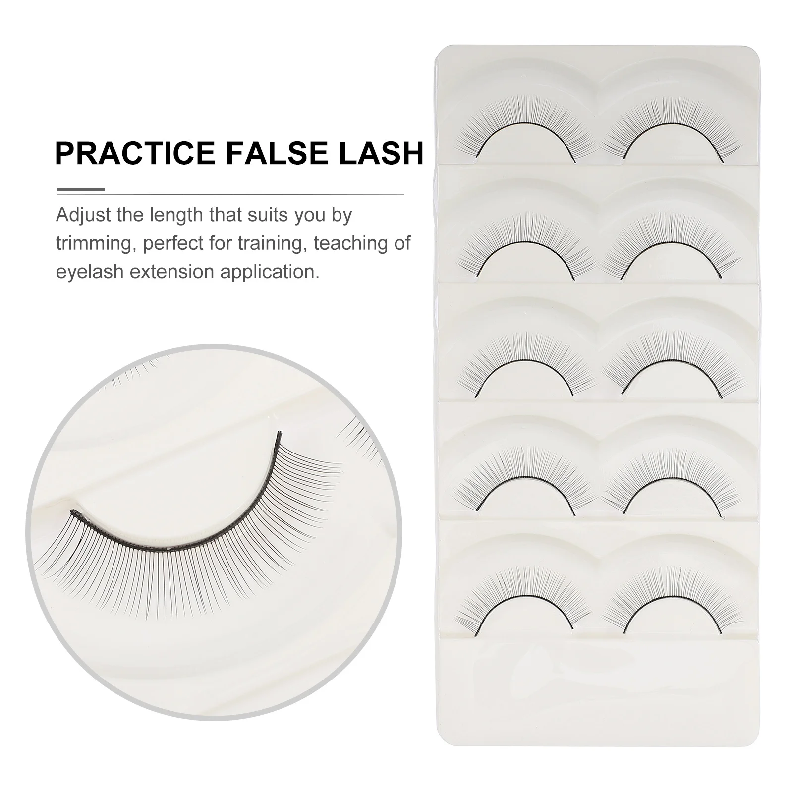 5 Paar zum Üben falscher Wimpern, Wimpernstreifen für Schaufensterpuppen, Simulation falscher Wimpern für Wimpernverlängerungen, Pfropfen