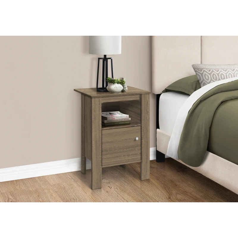 Accent Table, Side, End, Nightstand, Lamp, Storage, Living Room, Bedroom, Brown Laminate, Transitional