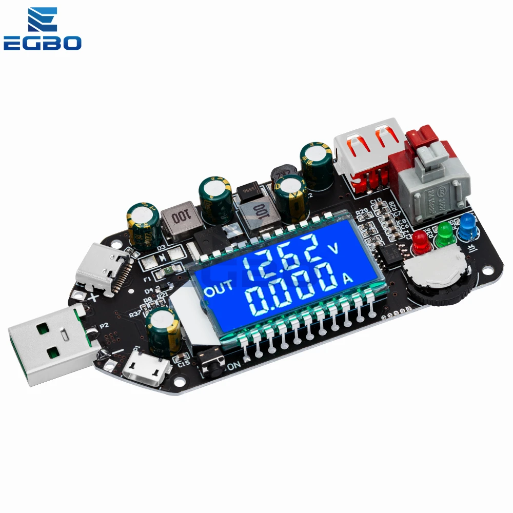 محول تيار مستمر من نوع C USB باستخدام الحاسب الآلي ، مصدر طاقة منظم قابل للتعديل ، CC CV ، 1-30V ، 2A ، 15W ، QC2.0 AFC
