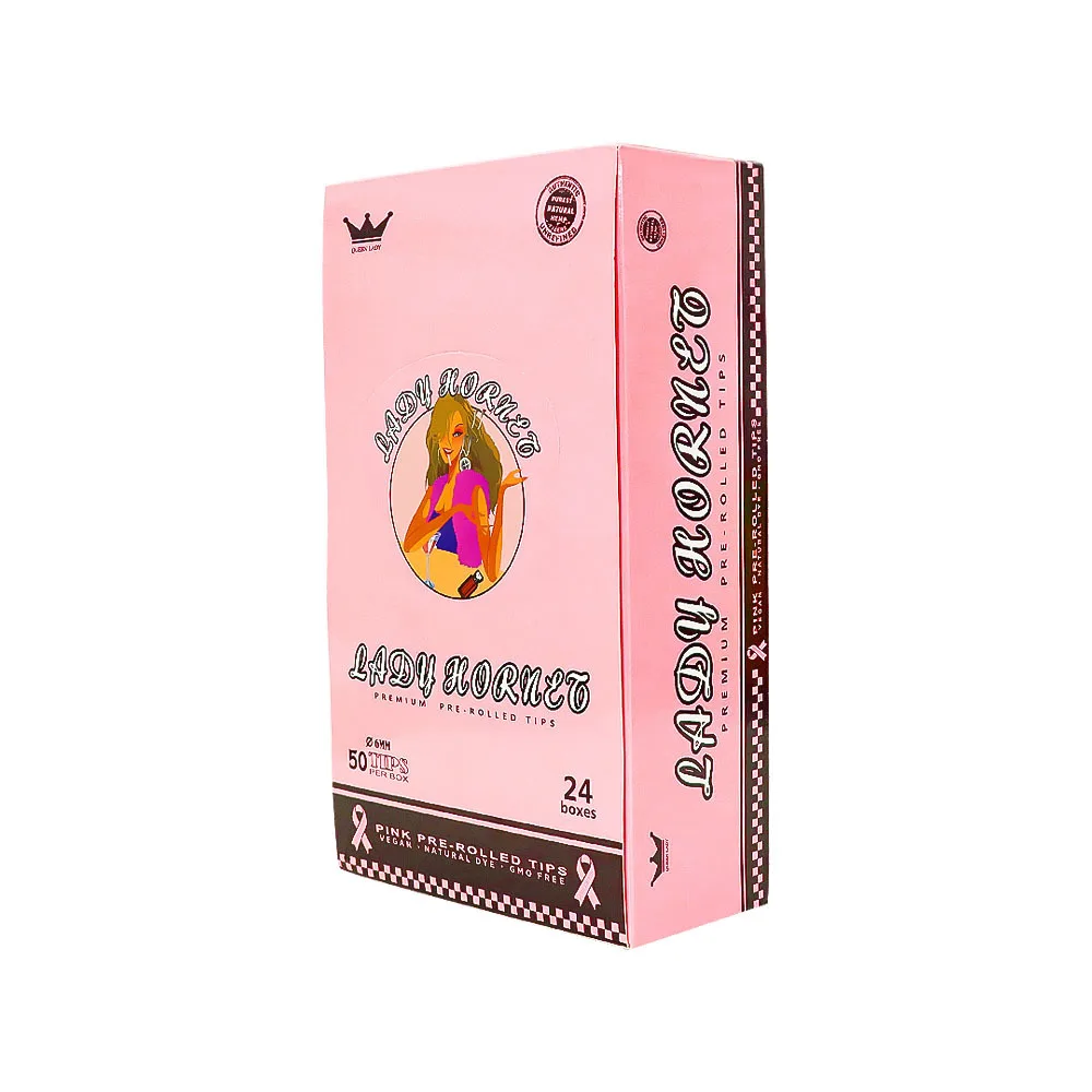 50Pcs Set Boxed 6mm Cute Lady Hornet Disposable Filter Rolling Pink Paper Tobacco Smoking Accessories for Lady