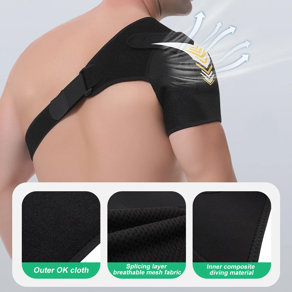 Adjustable Right Left Arm Shoulder Brace, Injury Recovery Strap with Pressure Pad - Men Women Gym Sports Relieve Shoulders Pain