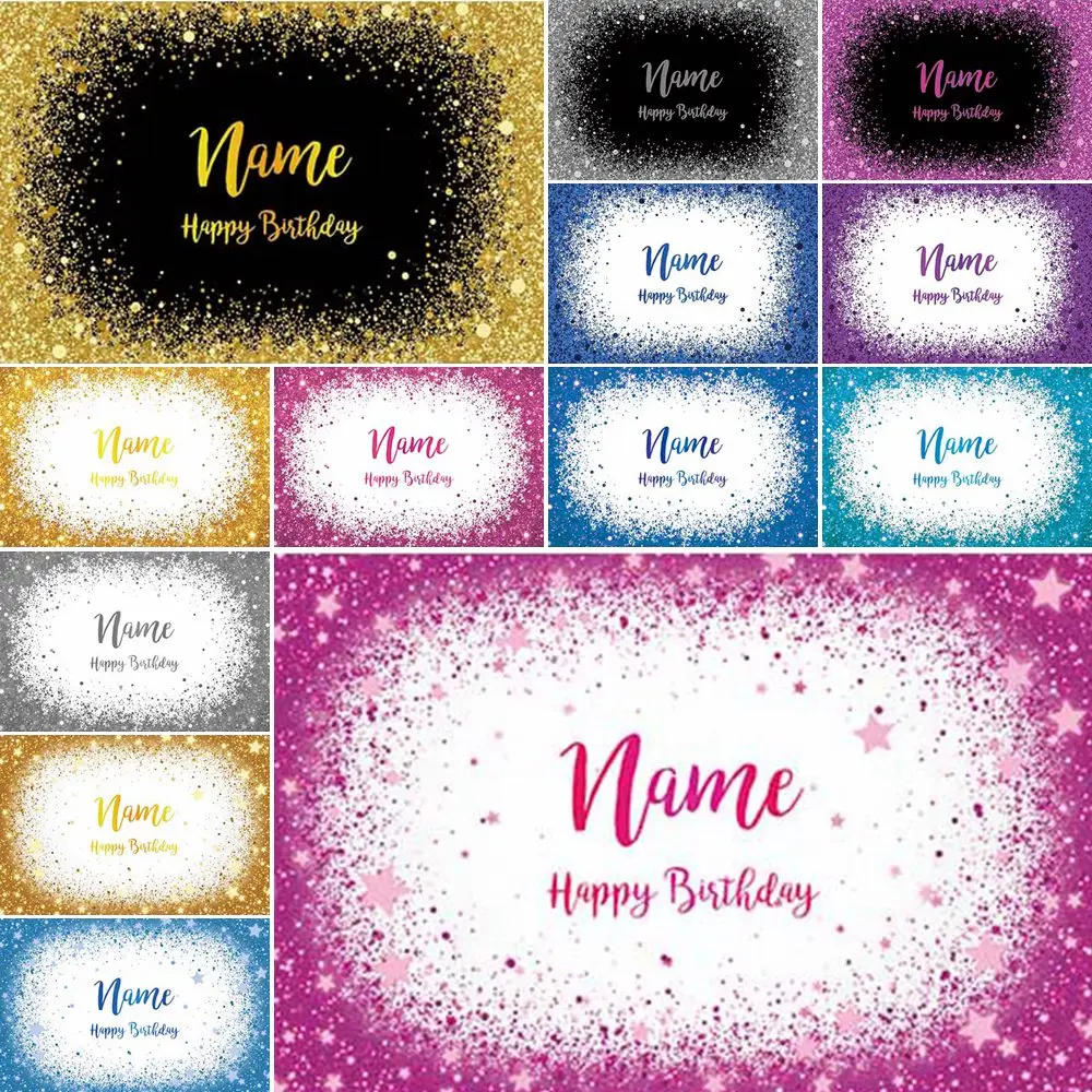 

MOON.QG Happy Birthday Banner Backdrop Purple Women Red Black Gold Silver Men Shimmer Glitter Wall Party Decorations Background