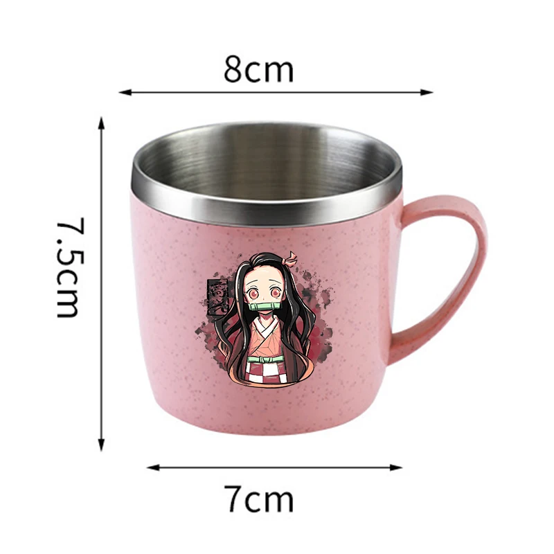 Kubek Demon Slayer Kimetsu No Yaiba z podwójną warstwą termoizolacyjną, antyoparzeniowy, anime, ze stali nierdzewnej 304, kubek na mleko, odporny na upadki, szklanka na wodę, prezent