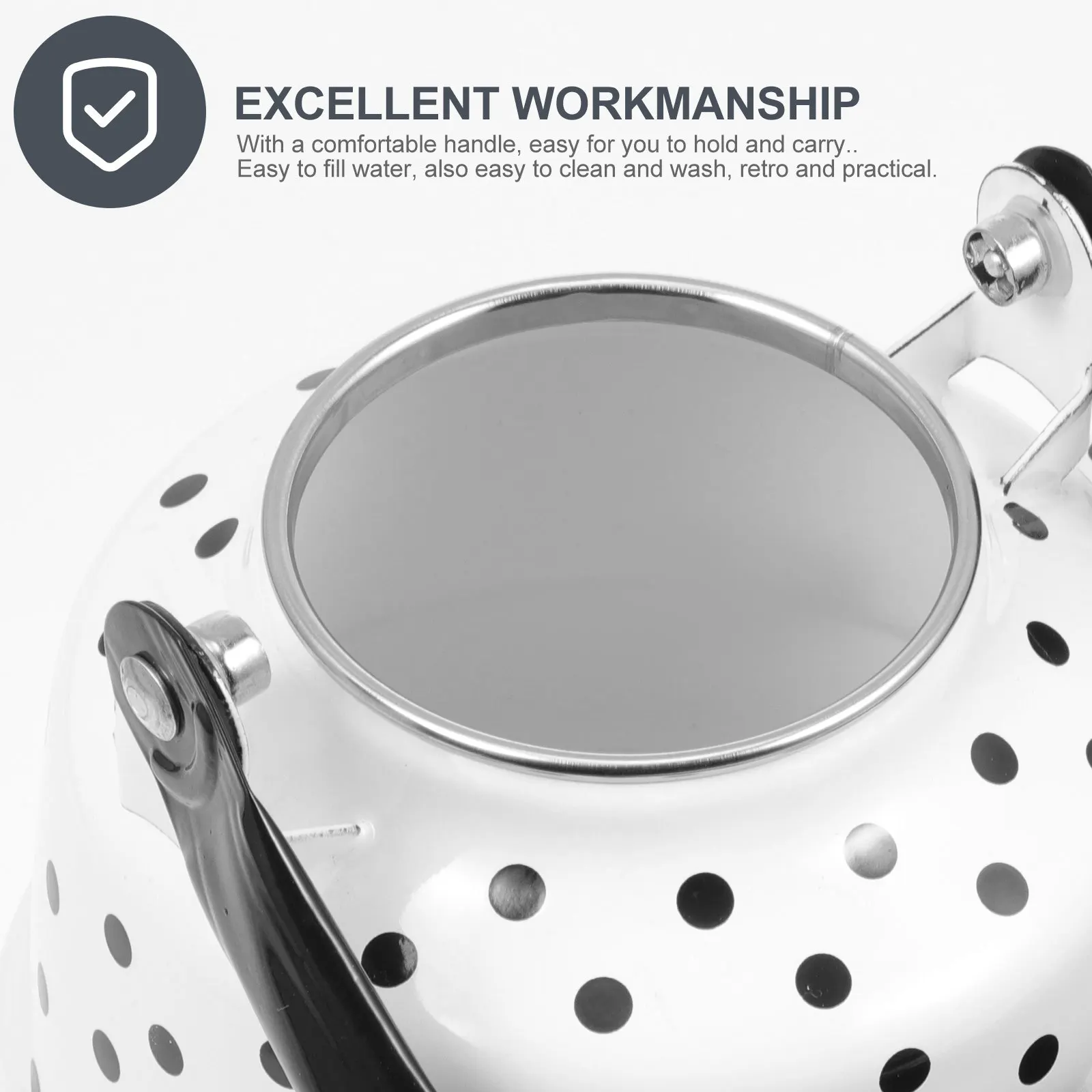 

Heating Water Kettle Sturdy Enamel Retro Style Easy to Use Kitchen Teapot Household Water Pot Teakettle
