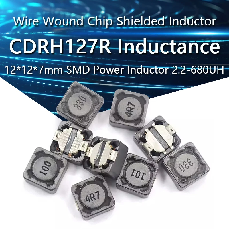 5 pz CDRH127R 12*12*7MM induttore schermato SMD induttanza di potenza 4.7 6.8uH 10 22uH 33uH 47uH 56uH 68uH 100uH 150 220 330 470uH