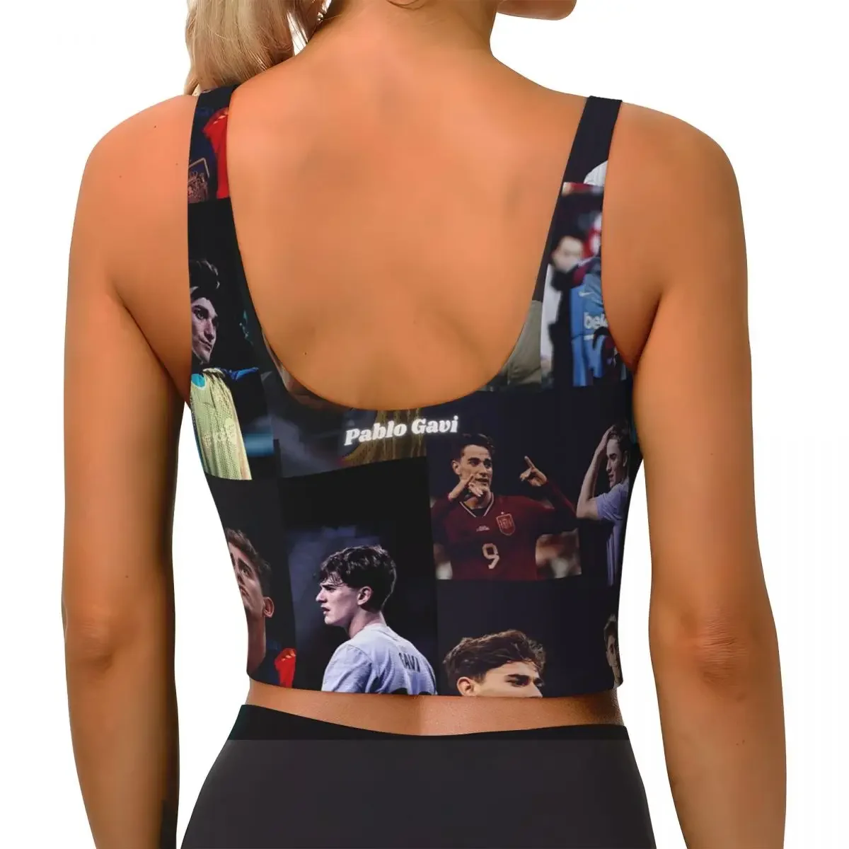 Custom Pablo Gavi Aesthetic Women Sports Bra High Impact Vest Gym Workout Yoga Crop Tank Tops