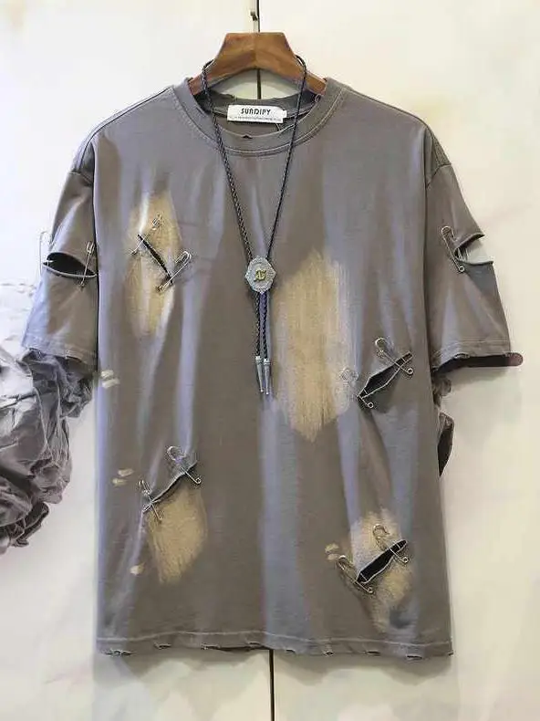 Modisches, großes, trendiges Lochmuster-T-Shirt für Herren und Damen – Sommerliches, lässiges und bequemes Oberteil