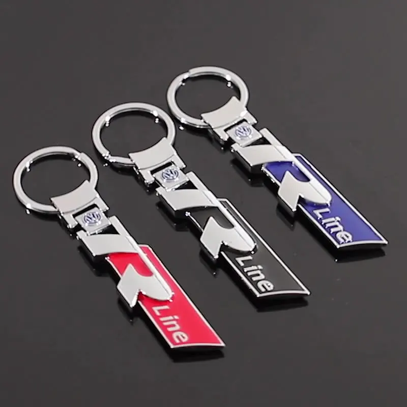 Rline Emblem Car Keychain Key Chain Auto Key Ring Accessories For Volkswagen VW R GTI Polo Passat Magotan Tiguan Jetta Santana