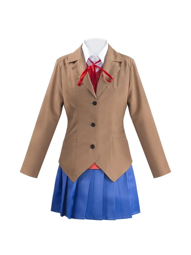 Gra Doki Doki Literature Club Monika Cosplay Sayori Yuri Natsuki Cosplay Kostium Peruka Zestaw Mundurek Szkolny Dziewczyna Kobiety Stroje — 2
