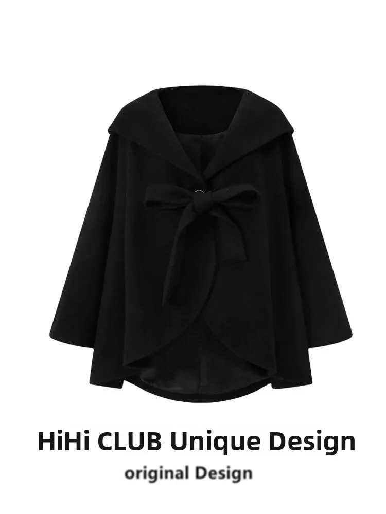 

HiHi Women's ort Coat Bla Woolen awl Sle Sweet College Sle V-Ne Long Sve Single Button Pure Color Autumn Winte...