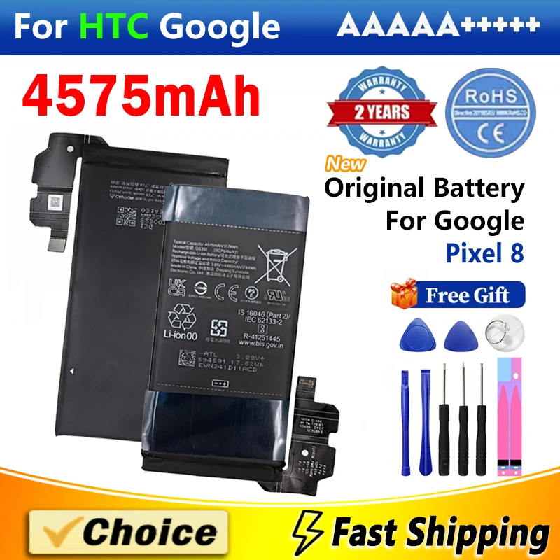 

1Pc 4575mAh Original Battery For HTC Google Pixel 8,GS35E AAA+ Brand New Replacement Phone Lithium Battery+Tools