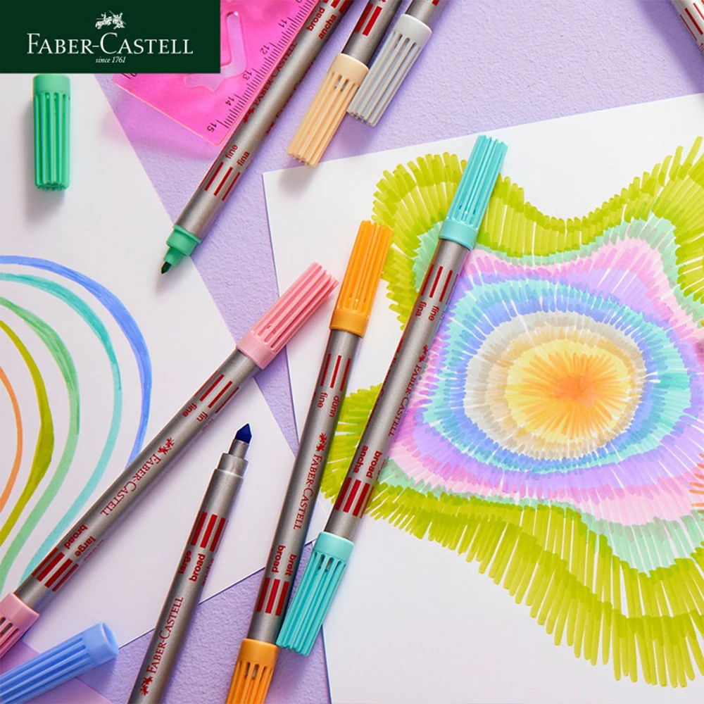 10/20 Colors FABER－CASTELL Washable Double Ended Watercolor Pens Draw Graffiti Art Supplies Pastel Stationery Kids Art Set