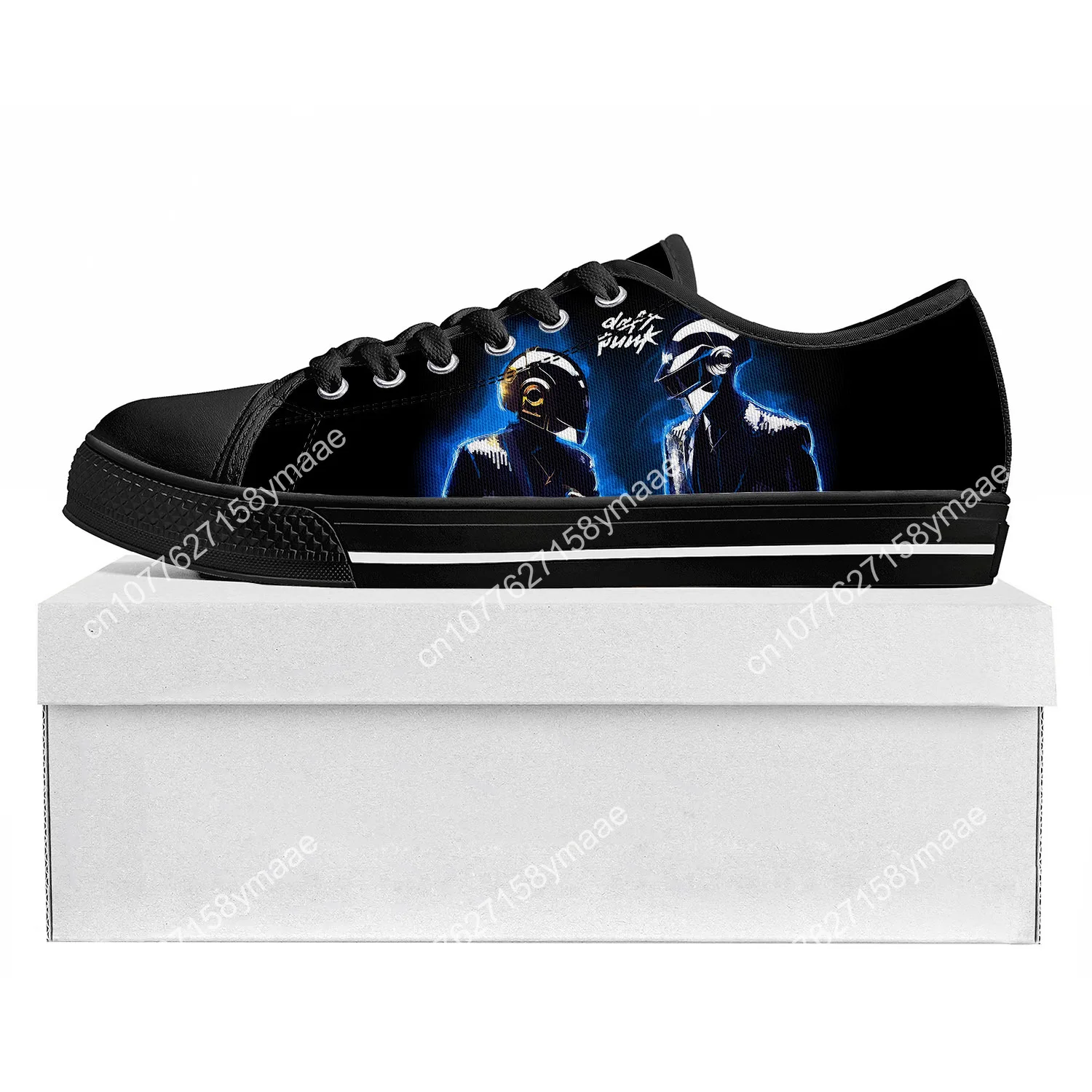 Daft Punk Band Low Top Sneakers Womens Mens Teenager High Quality Sneaker Canvas Casual Custom Made Shoes Customize Shoe Black