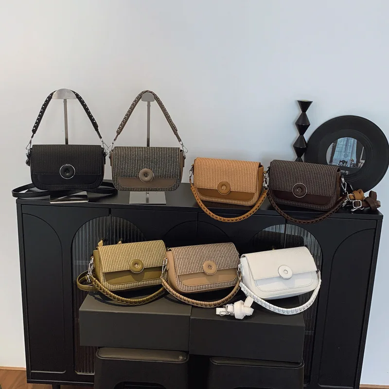 

Новая женская модная текстурная сумка, модная сумка контрастного цвета, высококачественная маленькая квадратная сумка через плечо на одно плечо