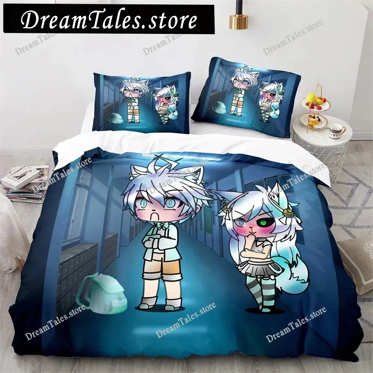 3D Printed Anime Gacha Life Duvet Cover Set With Pillow Covers Polyester Teens Kids Bedding Set Full Queen King Size Bed741