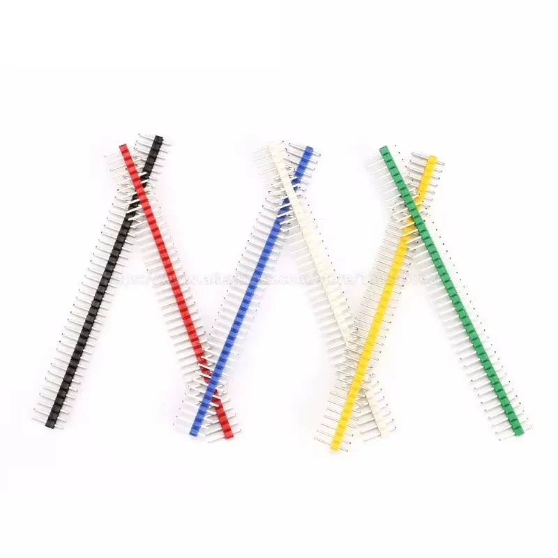 10PCS 1*40P 2*40P 80P 2.54mm Single Row Double row Male PCB Board Pin Header Connector Strip 40Pin Multicolour Red Yellow Bule