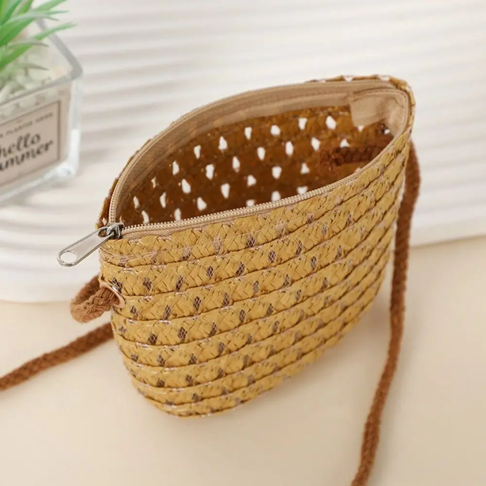 Hot Mini Straw Bag Hollow Handwoven Shoulder Handbag Crossbody Bag Kid Summer Beach Straw Bag Envelope Wallet for Wowen Girls