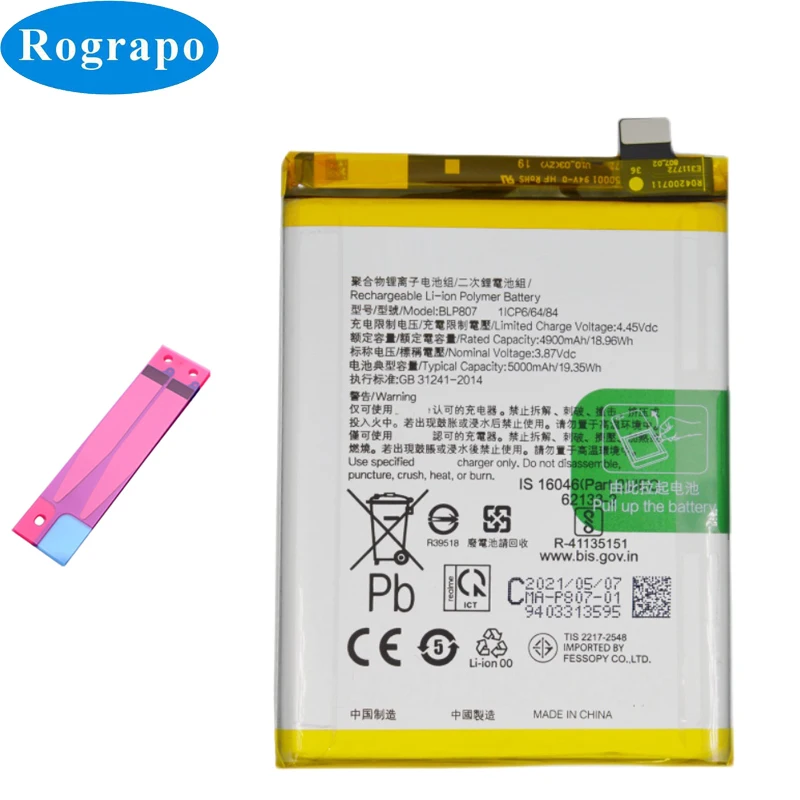 Nieuwe BLP771 BLP799 BLP803 BLP807 BLP837 BLP877 Batterij Voor Oppo Realme 7 7i X7 8 8i 8S 9 Pro+ 5G